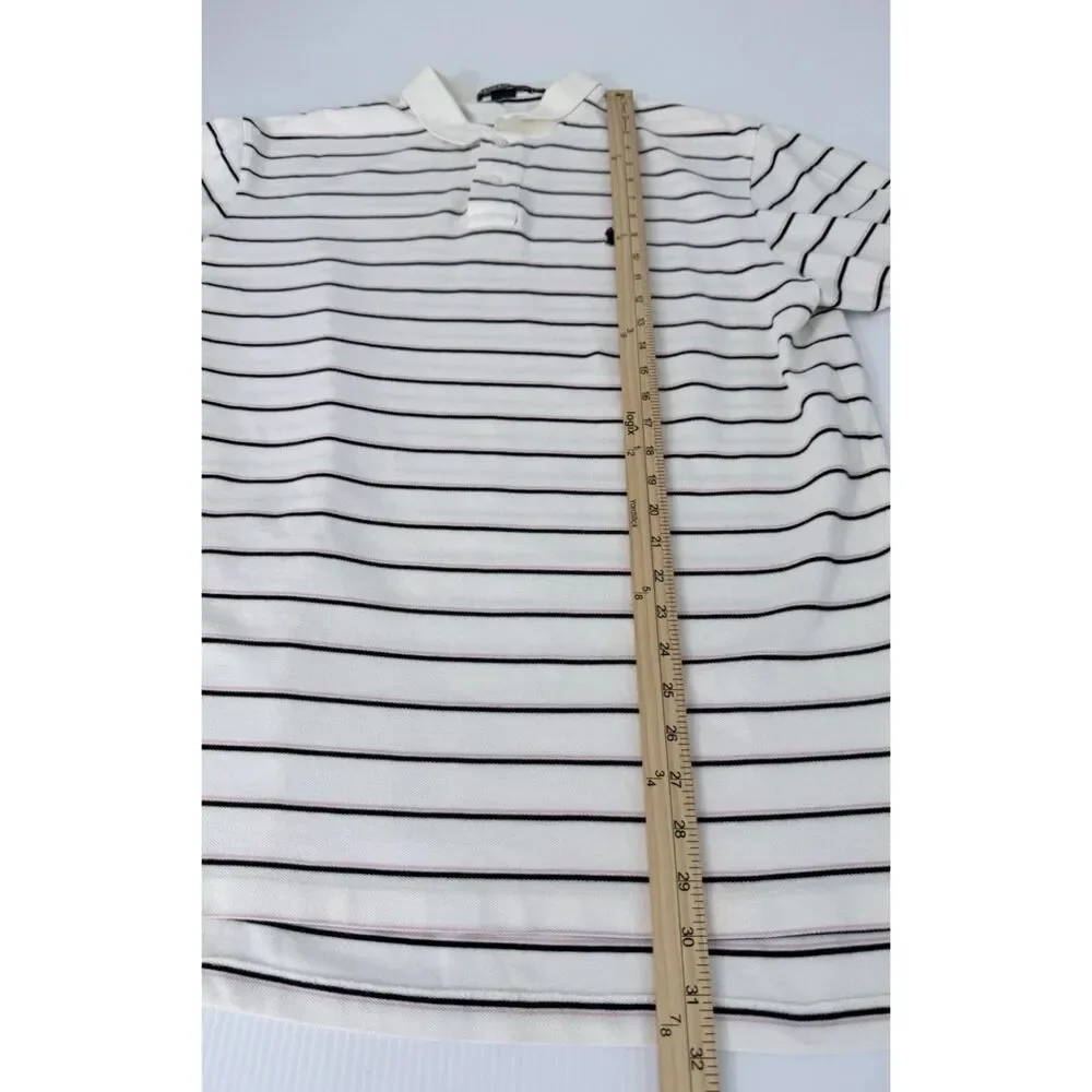 Polo Ralph Lauren Polo Shirt Men's XL Striped Cream 100% Cotton Short Sleeve